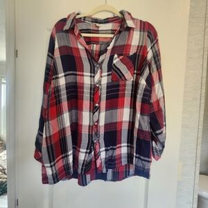 Cato Women's Plaid Blouse - Red, Blue and White Size 18/20W Euc